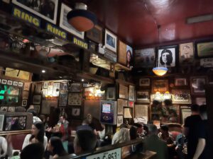 Part of the back bar at The Glimmer Man