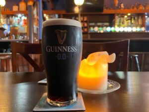 A pint of Guinness 0.0 at The Brian Boru