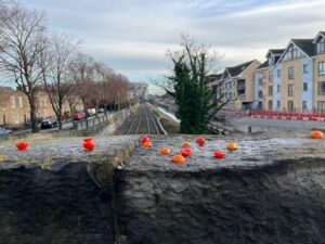 Croke Park in the distance, seen from the Cherry Tomato Bridge