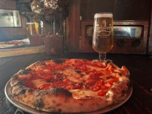 Pizza and a Carlsberg at Frank Ryan's