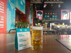 A beer on a table at The Bernard Shaw