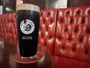A pint of Rye River stout at The Long Hall