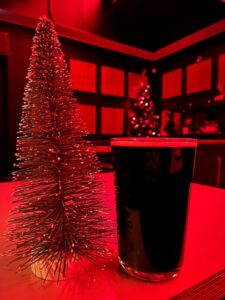 Tiny tree and pint at The Big Romance