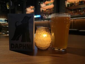 A pint and menu at Daphni