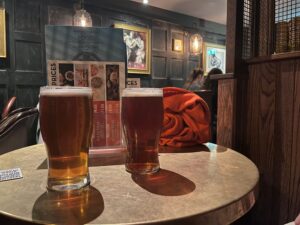 Pints at the Spoons - not the ones ordered, but the ones available