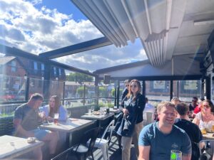 The upstairs sun deck (beer garden?) at Taphouse